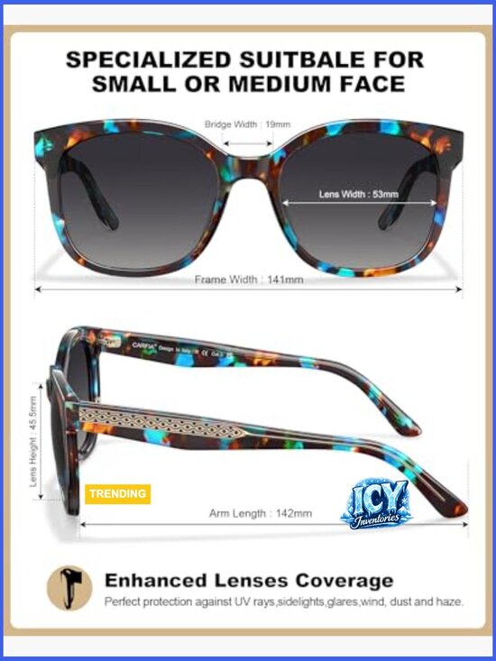 Retro Cat Eye Acetate Sunglasses for Women, Polarized UV Protection with main image 4